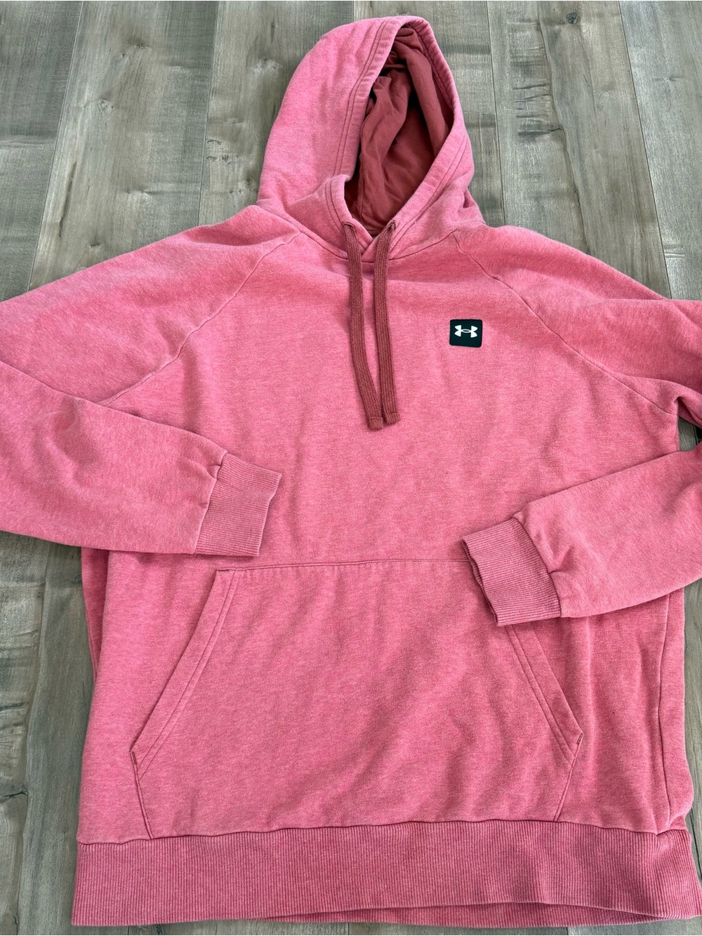 Under Armour Hooded Pullover Sweatshirt Red Loose Men Medium Warm